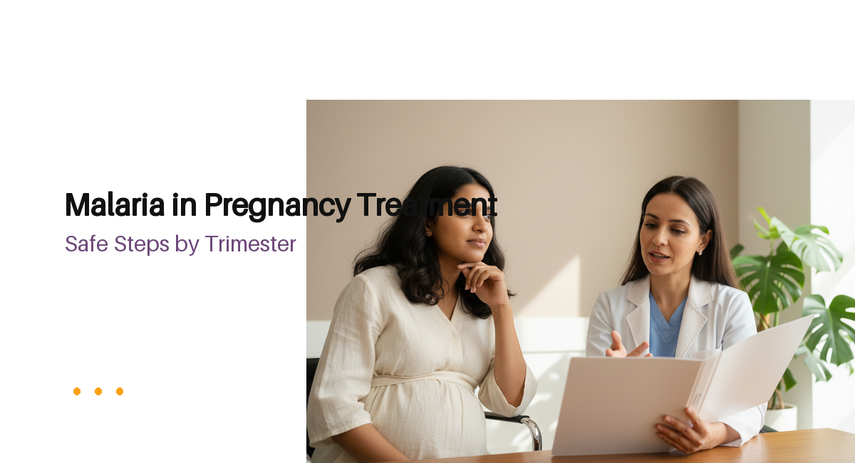 Pregnant woman discussing malaria in pregnancy treatment with a specialist