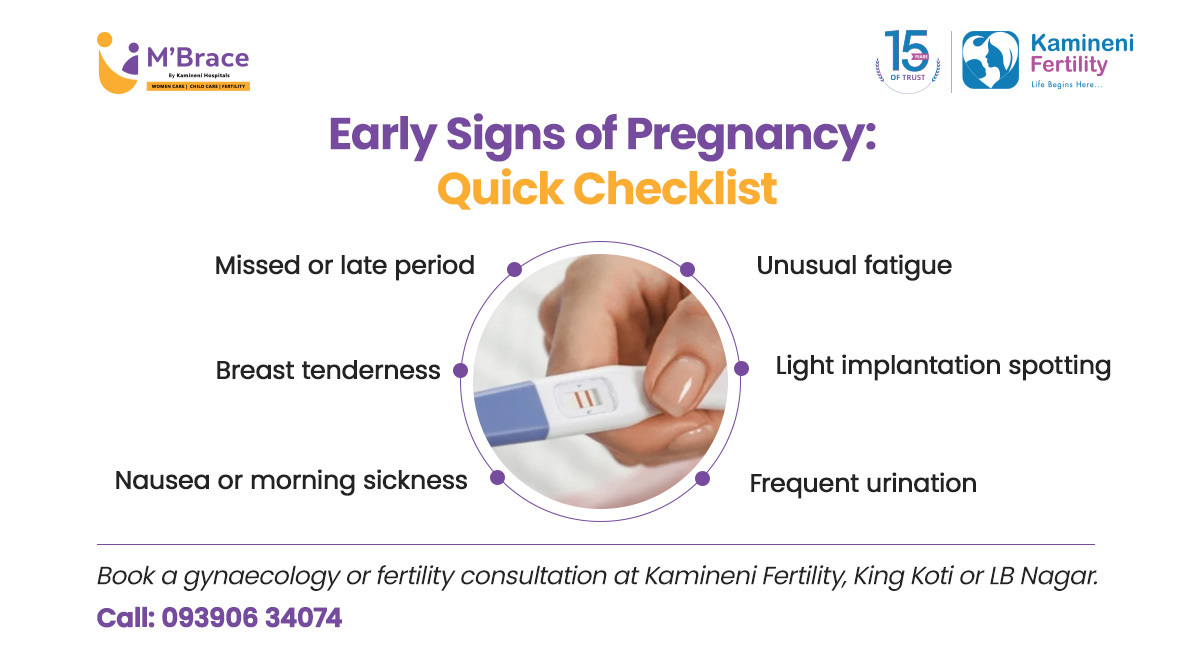 Early Signs of Pregnancy | Kamineni Fertility Early Signs of Pregnancy Checklist | Kamineni Fertility Hyderabad